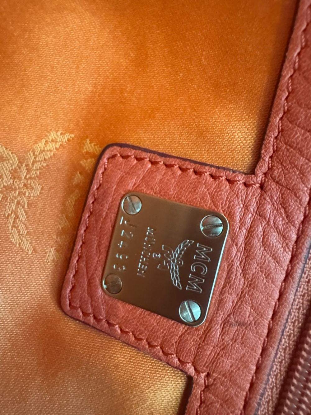 MCM orange Leather Shoulder Tote with Top Handles - Picture 10 of 14